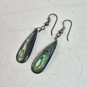 abalone dangle blue green pierced shell beachy ocean earrings